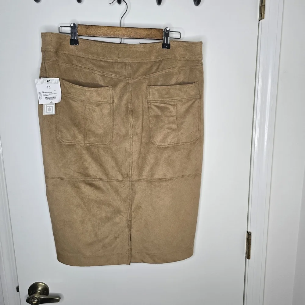 Liz Claiborne Faux Suede Tan Pencil Skirt NWT 12
